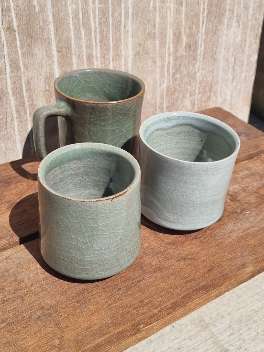 【一冬人】蓝绿裂纹水杯 - 生活食器 陶器 陶杯 咖啡杯 - 其他杯子 - 陶 绿色