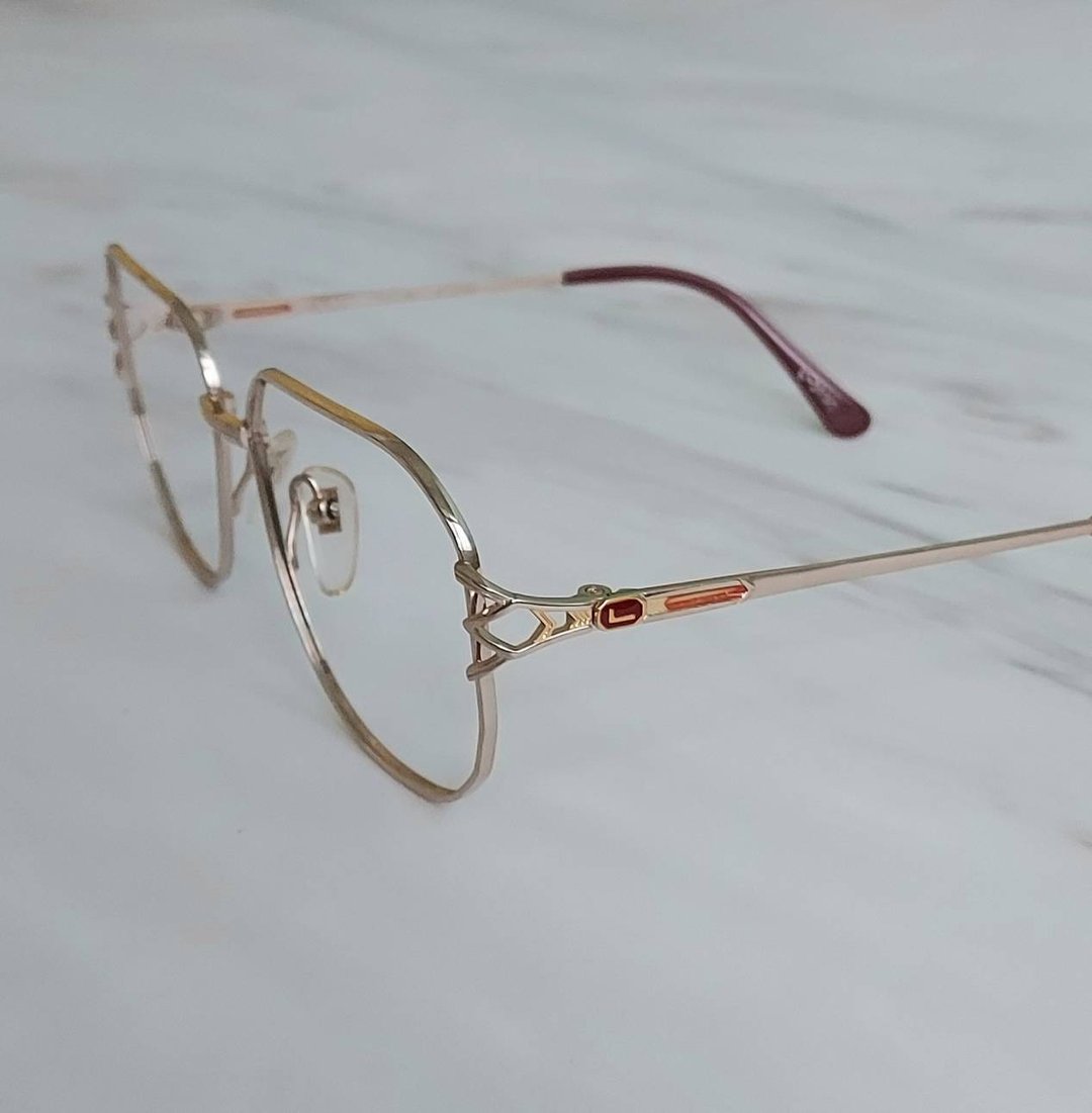 VINTAGE绝版老品全新古董眼镜Lancel Paris 钛合金 金色镶嵌logo - 眼镜/眼镜框 - 其他金属 金色