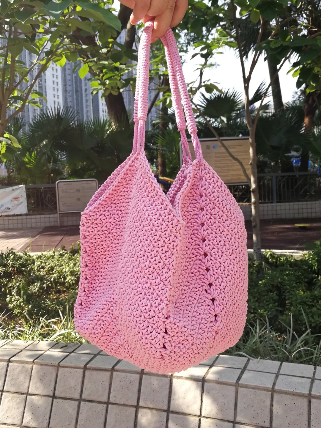手工编织 方形手提袋-中型 单肩包 工作坊 体验活动 - 编织/羊毛毡/布艺 - 棉 