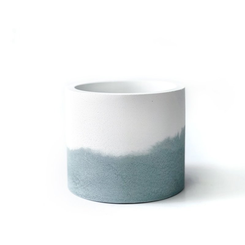 (预购) 莫兰迪绿系列 | 12.9cm中圆形四寸双色水泥盆器 可搭底盘 - 植栽/盆栽 - 水泥 绿色