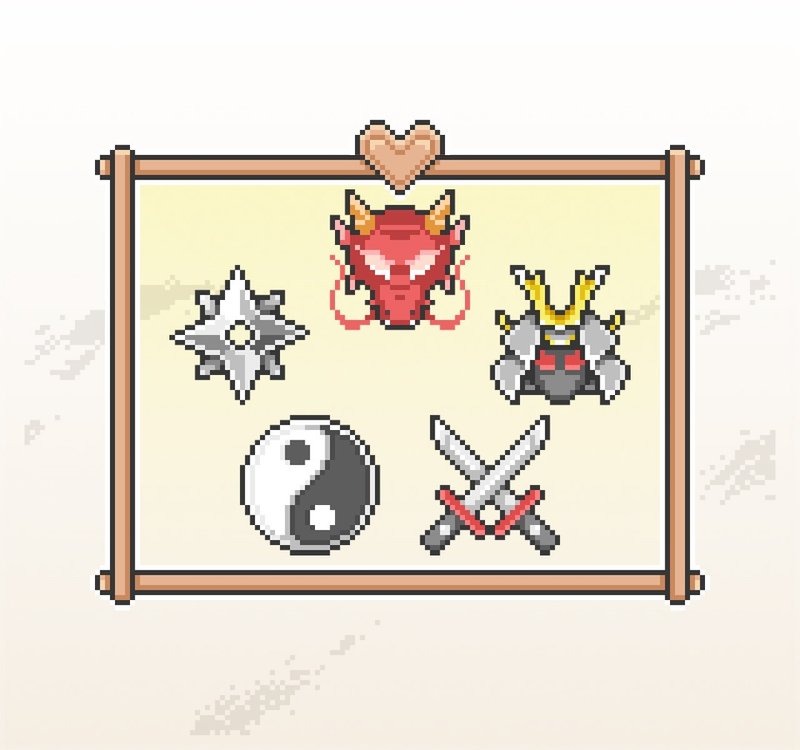 Twitch表情符号贴图/忠诚点数奖励/像素游戏风/亚洲武术/忍者勇士 - 电脑手机桌布/贴图/App 图示 - 其他材质 