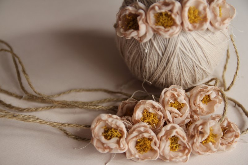 婴儿头带 宝宝头带 婴儿头饰 头饰 弥月礼物 弥月头饰 百日宴头饰 - 婴儿帽/发带 - 棉．麻 卡其色