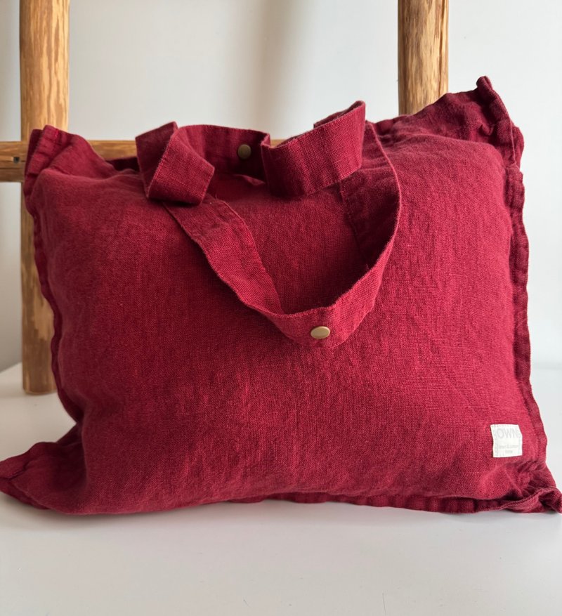 亚麻可重复使用购物袋，市场托特包，周末旅行袋，永续材质 - 手提包/手提袋 - 环保材料 