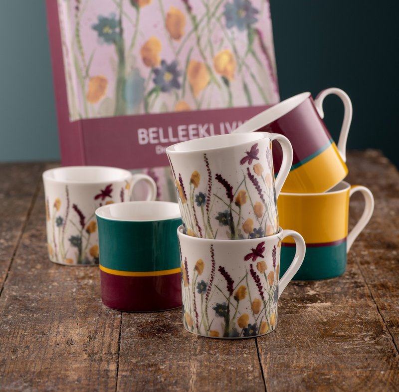 爱尔兰Belleek Living 梦幻草地 陶瓷马克杯6入组300ml 入厝礼 - 咖啡杯/马克杯 - 瓷 绿色