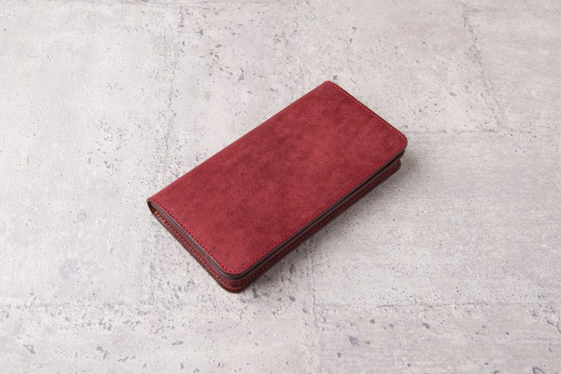 | 订制 | iPhone 13 Pro Max 腰挂包 / 磨砂酒红色 + 棕色植鞣革 - 手机壳/手机套 - 真皮 