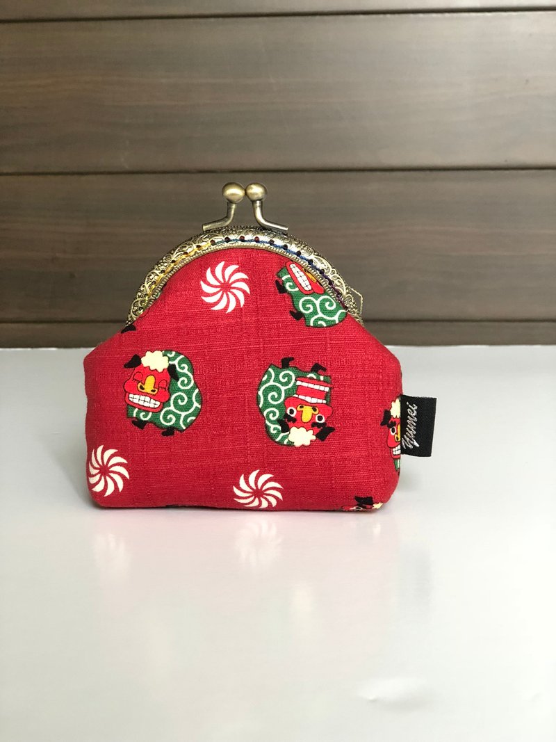 舞狮口金包、零钱包 - 零钱包 - 棉．麻 红色