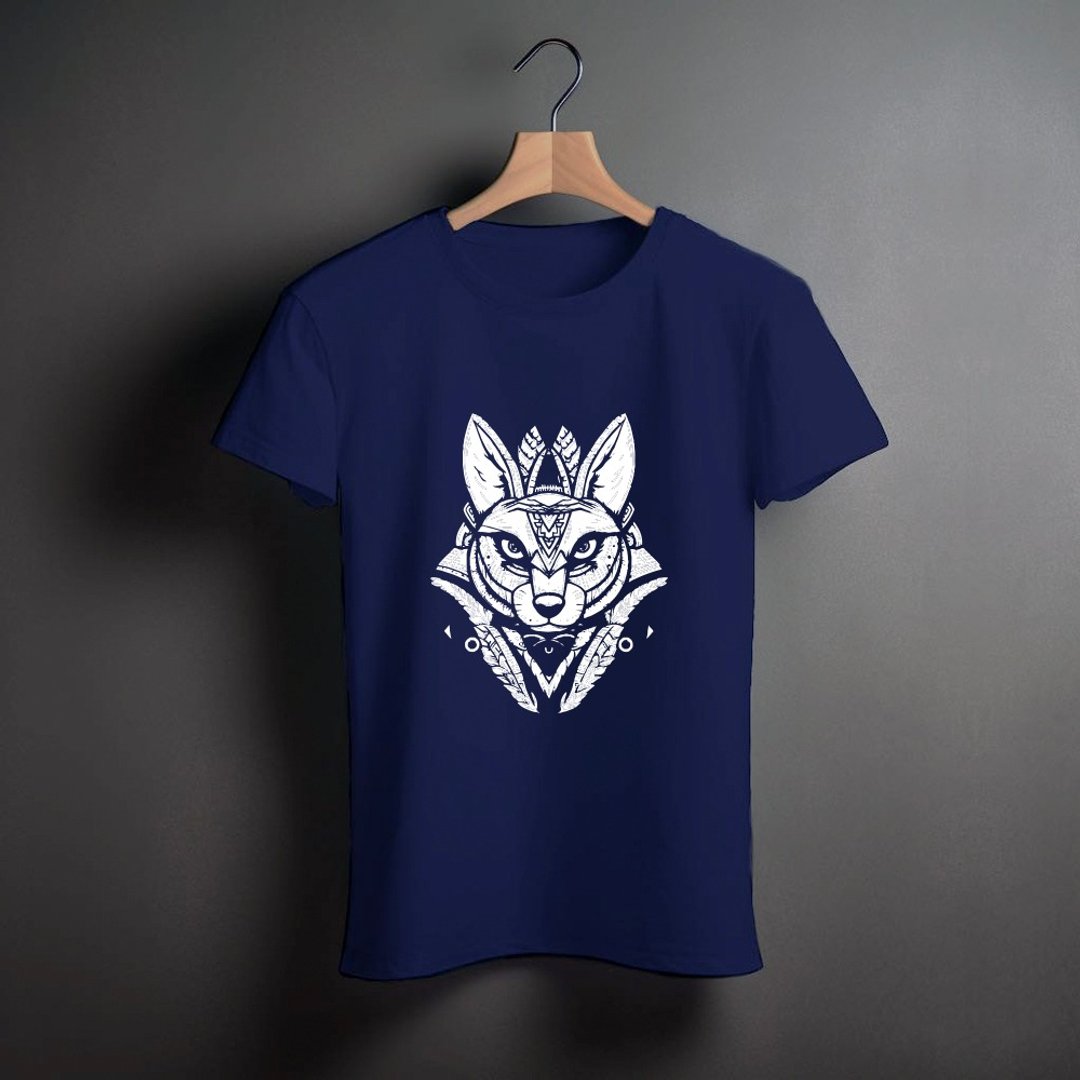 野魂图腾 T-Shirt 雪狐 (苍蓝) - 女装 T 恤 - 棉 蓝色