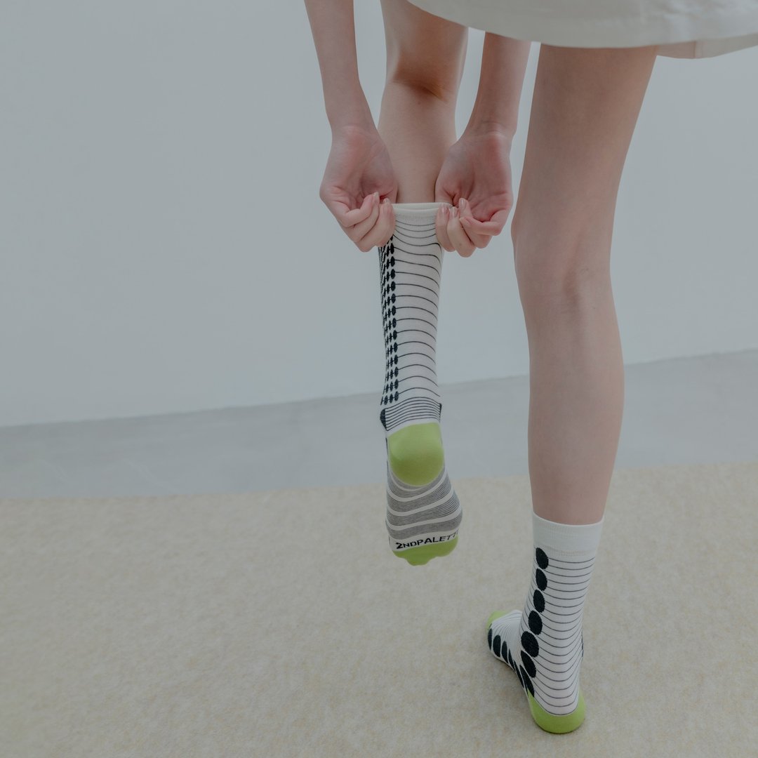绿色青蛙 圆点・greenfrog_dot / organic cotton / socks - 袜子 - 棉 绿色