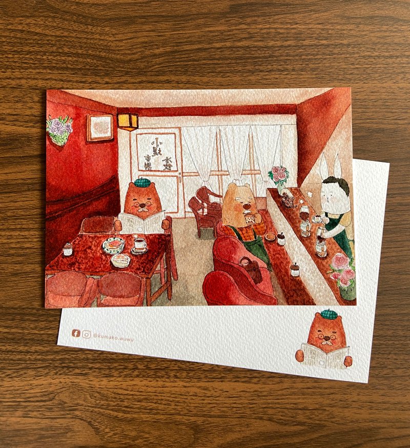 插画明信片 | 老派吃茶店 - 卡片/明信片 - 纸 白色