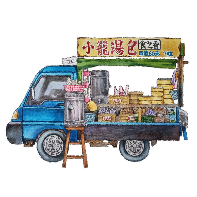 台湾街景海报-早餐餐车-早餐店-艺术微喷/挂画/复制画 - 摆饰 - 纸 绿色