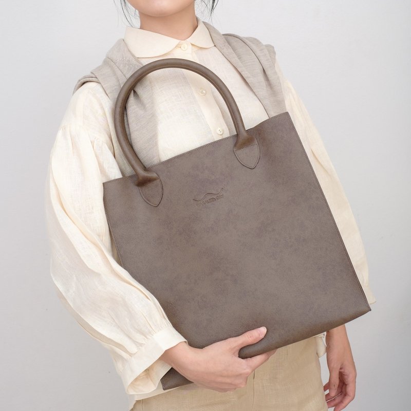 WARALEE's DAY | 大型包 - 灰褐色 - 手提包/手提袋 - 人造皮革 咖啡色