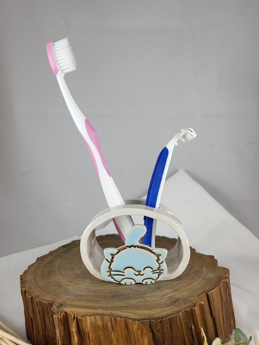 蓝猫牙刷架 - 卫浴用品 - 陶 白色