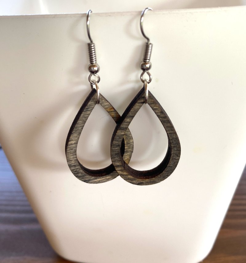 Natural Wooden Earrings, Wooden Earrings, size 3 cm - 耳环/耳夹 - 木头 多色