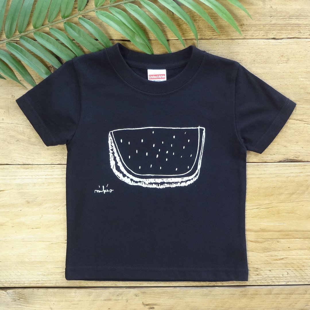 Monocolor Watermelon Baby Kids T-shirt Black - 童装上衣 - 棉 黑色