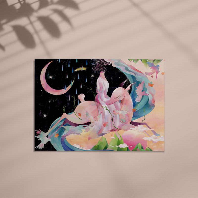 插画明信片-The beautiful soul - 卡片/明信片 - 纸 粉红色