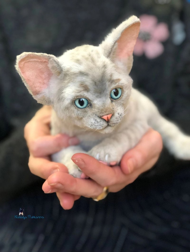 灰色 小猫 现实 玩具 艺术 娃娃 动物 - 玩偶/公仔 - 聚酯纤维 白色