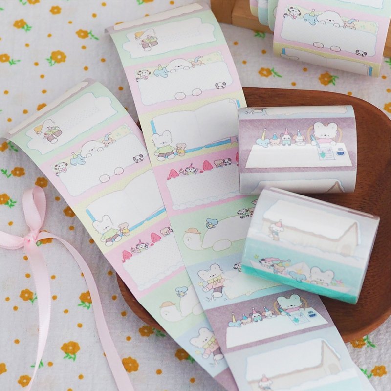 小狗巴士VOL.16 可爱小狗 易撕便签卷/可书写贴纸卷 - 纸胶带 - 纸 多色