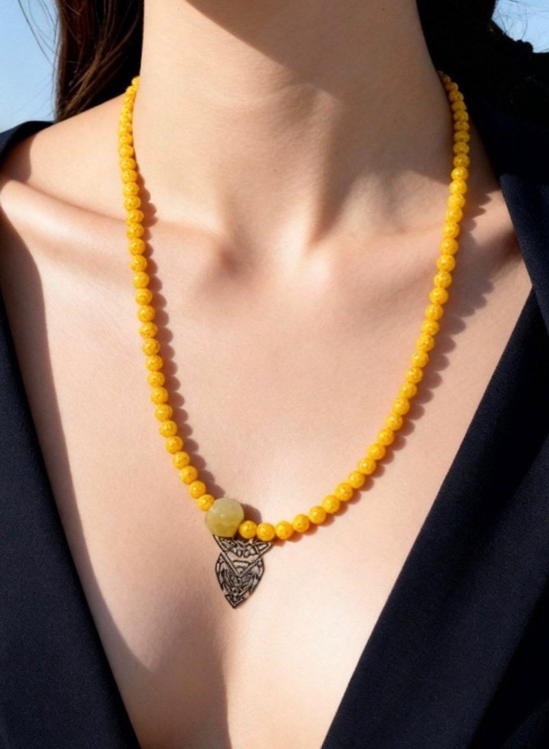 Crystal.EAA 设计款水晶项链 摩根织纹 摩根石 雄黄石 - 项链 - 半宝石 黄色