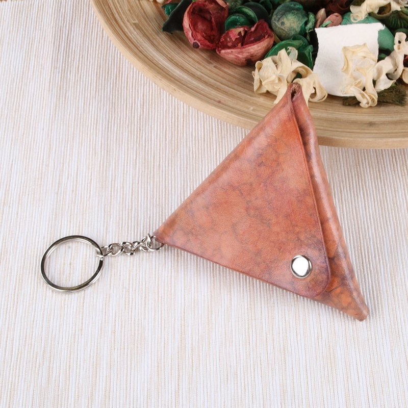 【泡泡染】植鞣皮手作三角零钱包<大> - 零钱包 - 真皮 多色