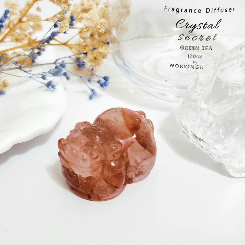 红胶花貔貅 - 摆饰 - 水晶 红色