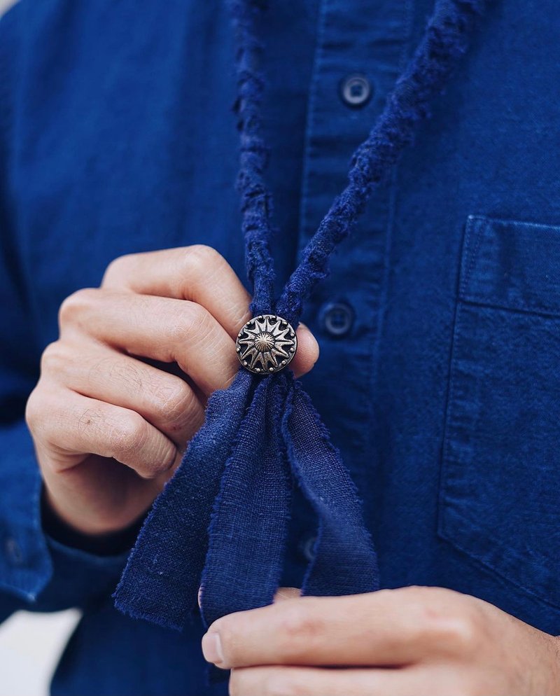 蓝染手织颈绳 - 项链 - 棉．麻 