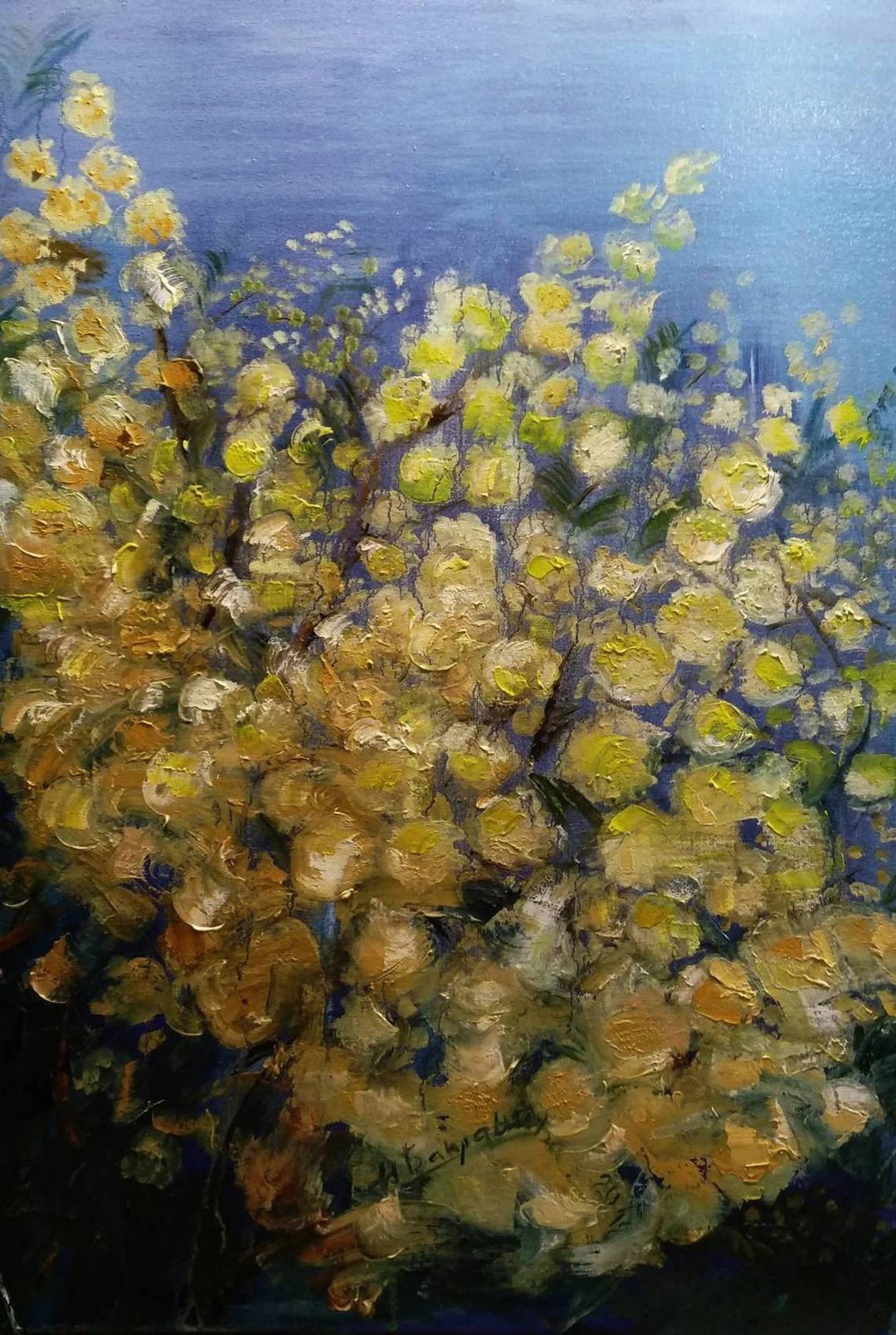 含羞草 原创厚涂花卉画 盛开的春天自然 现代艺术 - 墙贴/壁贴 - 其他材质 