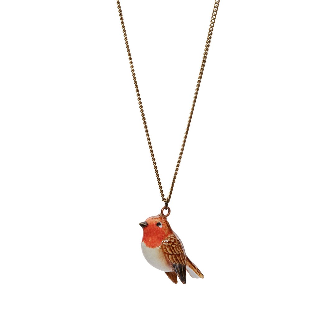 AndMary 手绘瓷项链-知更鸟 礼盒装 Tiny Robin  necklace - 项链 - 瓷 红色