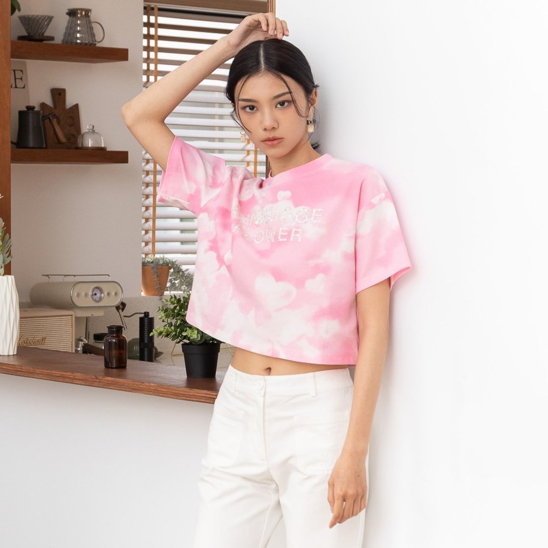 【MEDUSA】粉红云朵短版Tee(M-L) | 女短版T恤 短袖上衣 休闲上衣 - 女装 T 恤 - 棉 粉红色