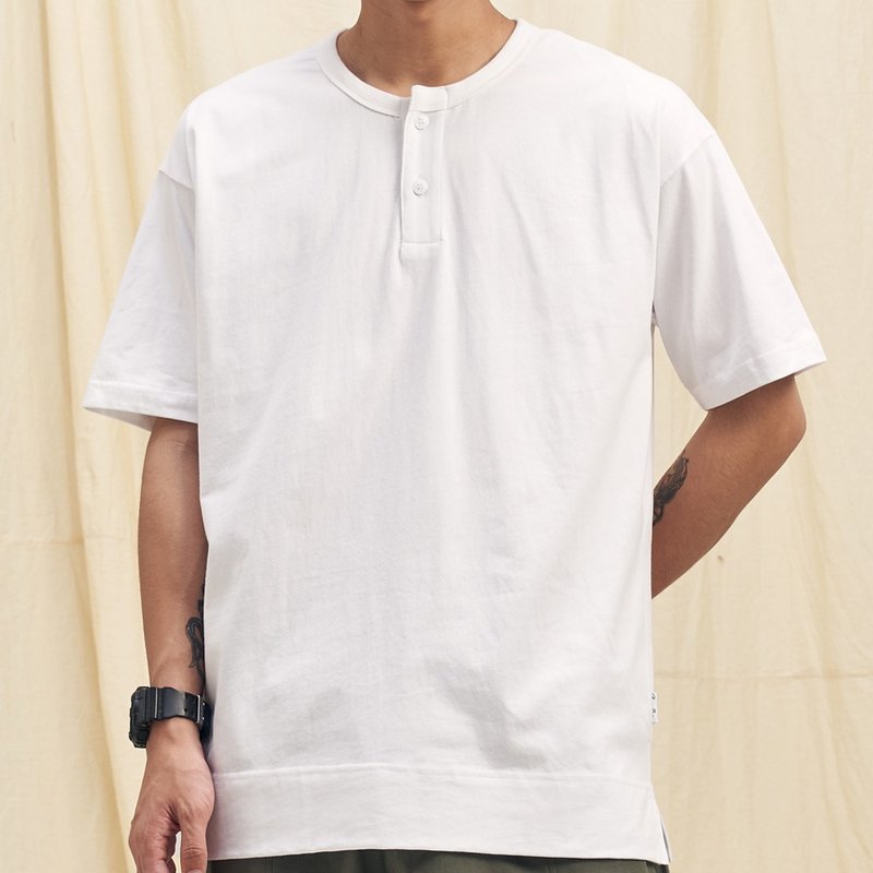 夏日亨利T 中性T恤 /简约款式/纯棉材质/素T/情侣/礼物 - 男装上衣/T 恤 - 棉．麻 白色