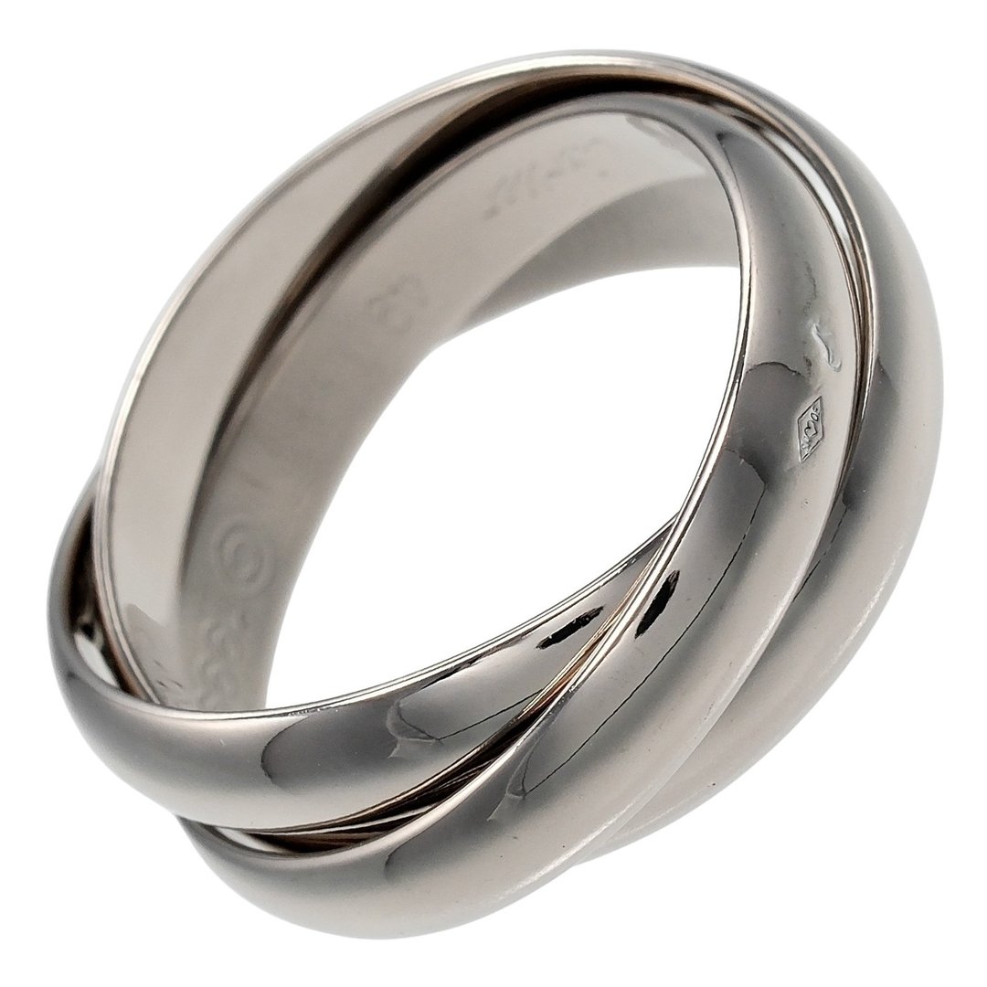 【日本直送】Cartier 经典 Trinity 戒指 9号 3.4mm 宽版 K18WG 18K白金 约6.77g CARTIER【二手】A级品 - 戒指 - 贵金属 银色