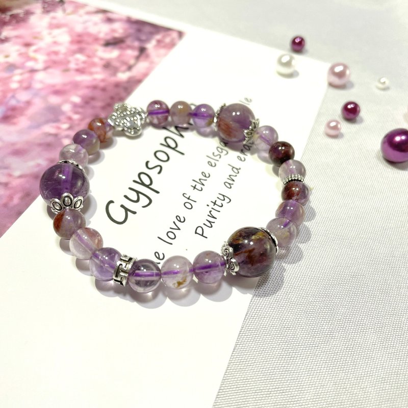 s925纯银 紫钛晶 天然水晶 定制化 手链 - 手链/手环 - 水晶 紫色