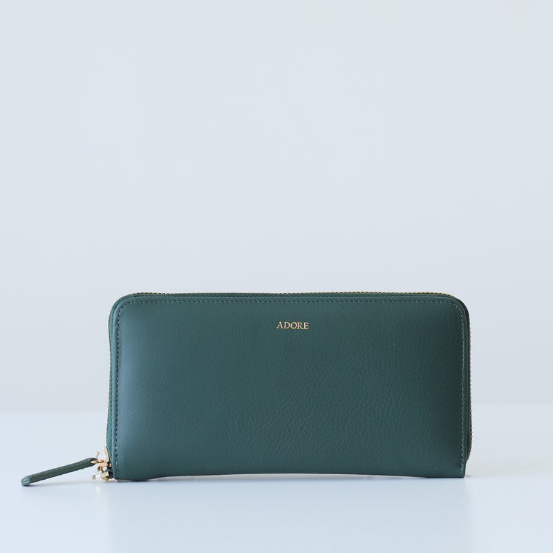 MeLLow - Round Zip Wallet - Green - 皮夹/钱包 - 真皮 绿色