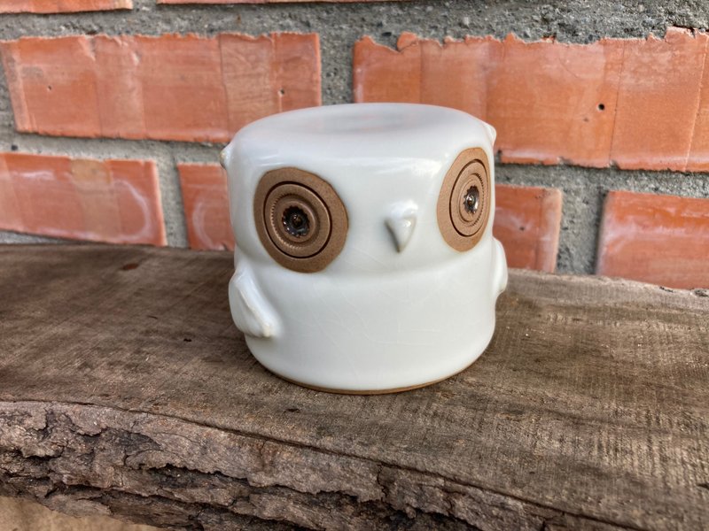 经典款  猫头鹰 造型杯 青瓷汝窑润白釉色 - 茶具/茶杯 - 陶 