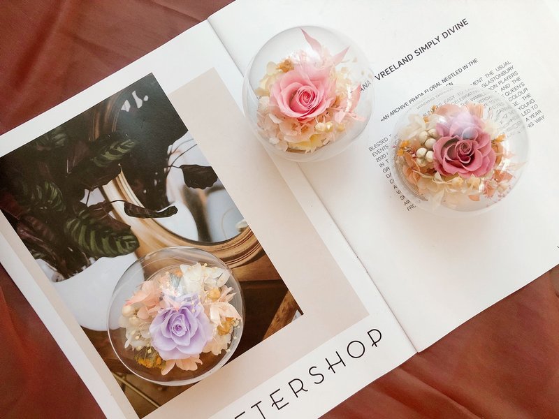 永生花 玻璃罩 永生玫瑰花 干燥花 纪念日礼物 圣诞礼盒 定制化礼 - 干燥花/捧花 - 植物．花 多色