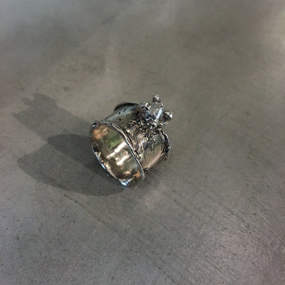 Ruins x Herkimer赫基蒙钻 纯银 宽戒 - 戒指 - 纯银 银色