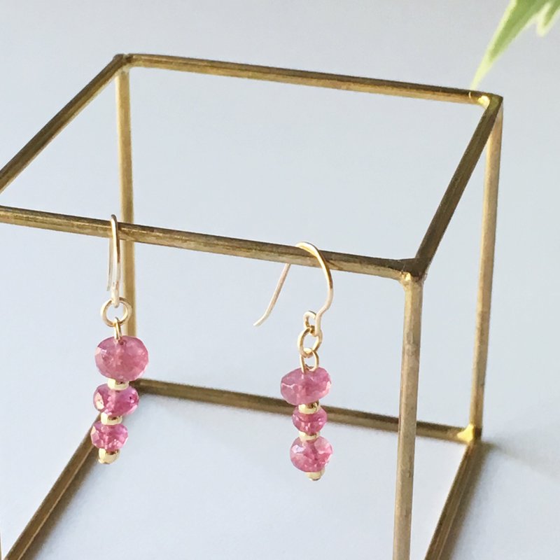 July birthstone jewelry ruby ​​earrings - 耳环/耳夹 - 宝石 粉红色