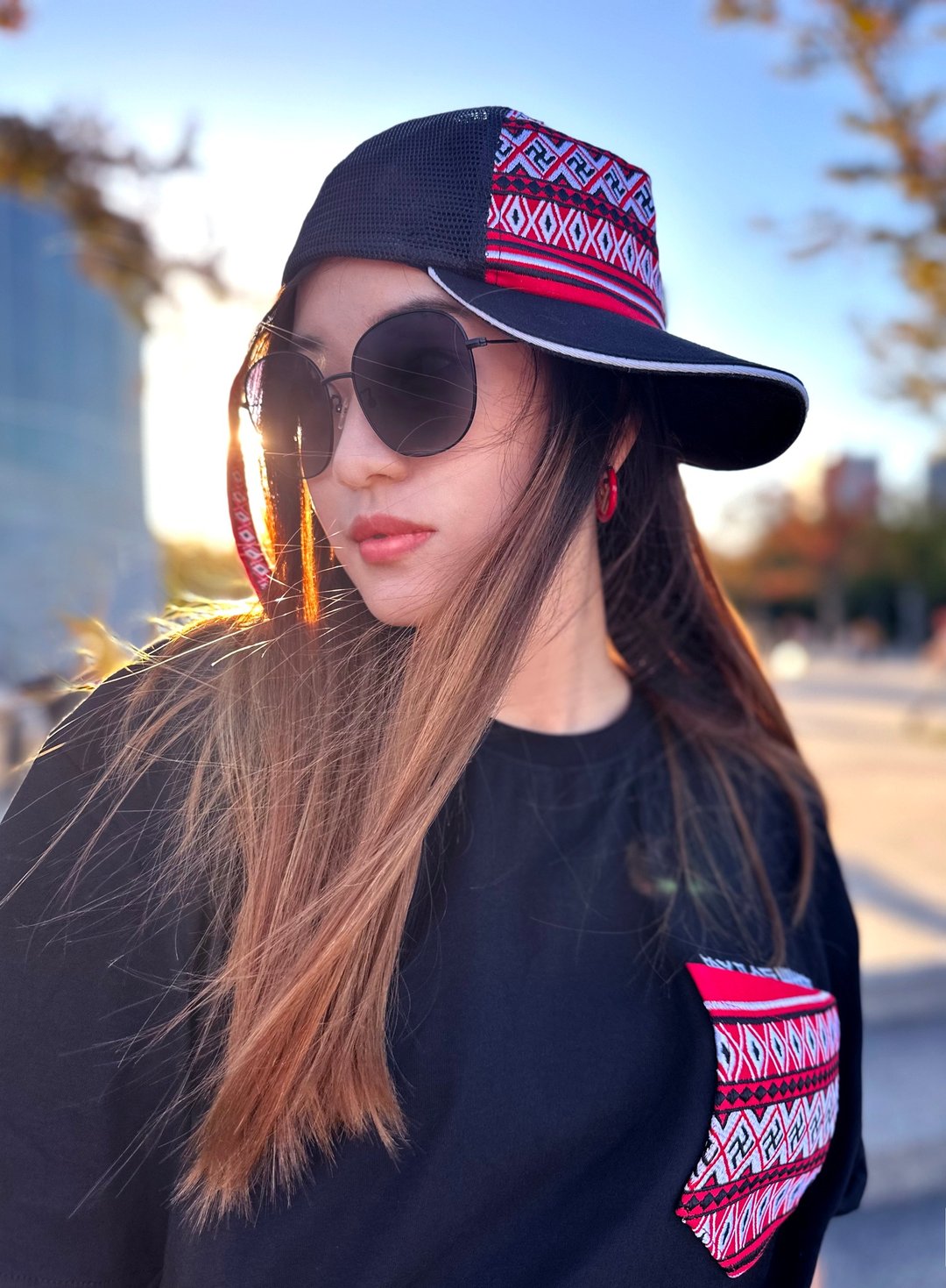 赛夏雷女纹电绣棒球网帽 - 帽子 - 棉 黑色