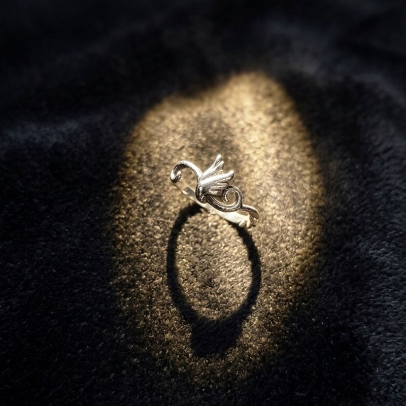【比法一生】纯银戒指—听翼  纯银 925 手作饰品 - 戒指 - 银 银色