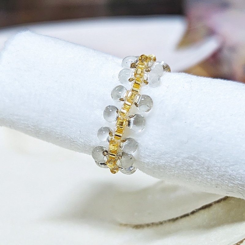 串珠 编织  花  戒指 - 戒指 - 其他材质 透明