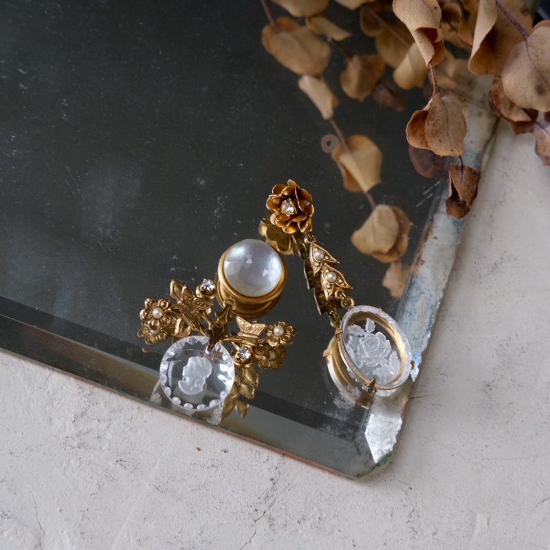 Helene ll 手工制作 古董蚀刻耳环 - 耳环/耳夹 - 其他金属 金色