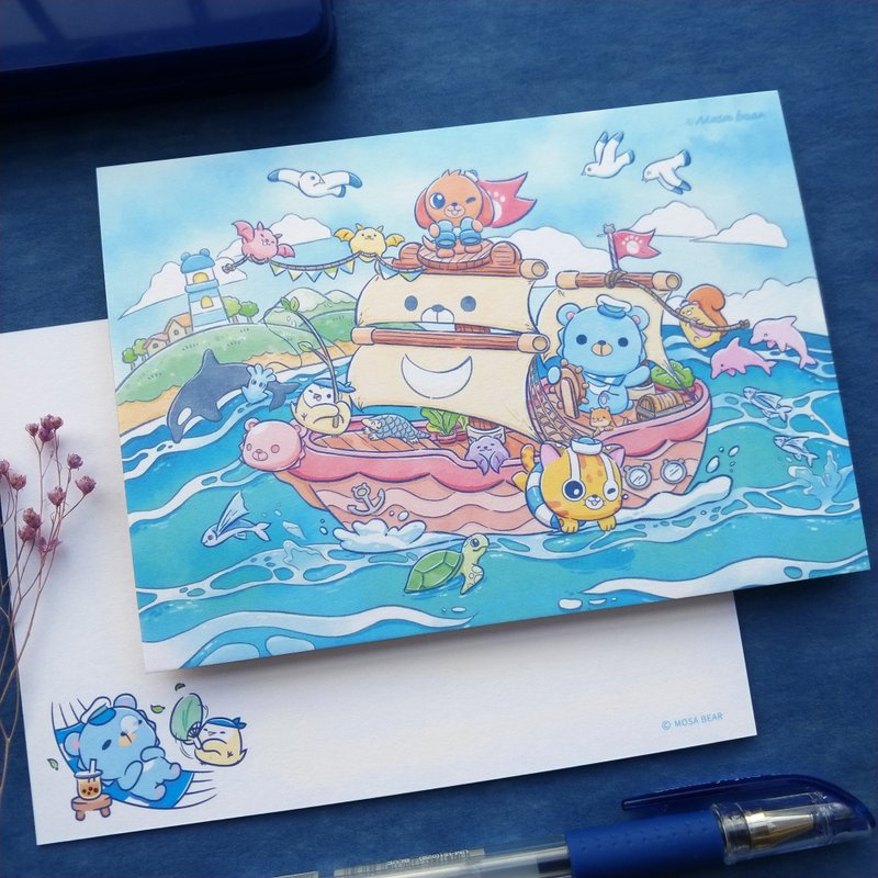 -Mosabear-原创明信片-航岛日子(横式) - 卡片/明信片 - 纸 
