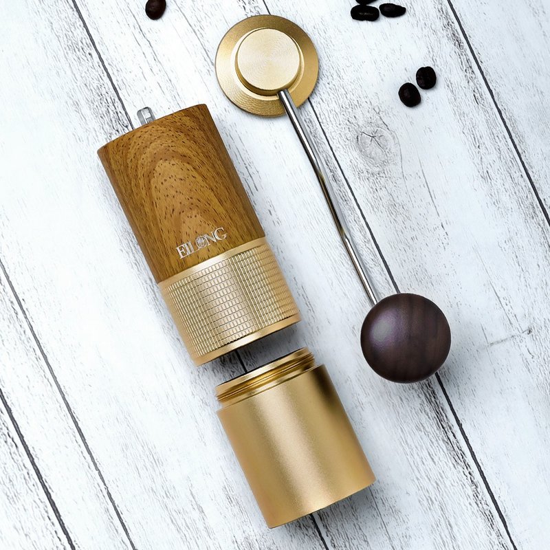 专业级木纹手摇磨豆机 - 咖啡壶/周边 - 其他金属 咖啡色