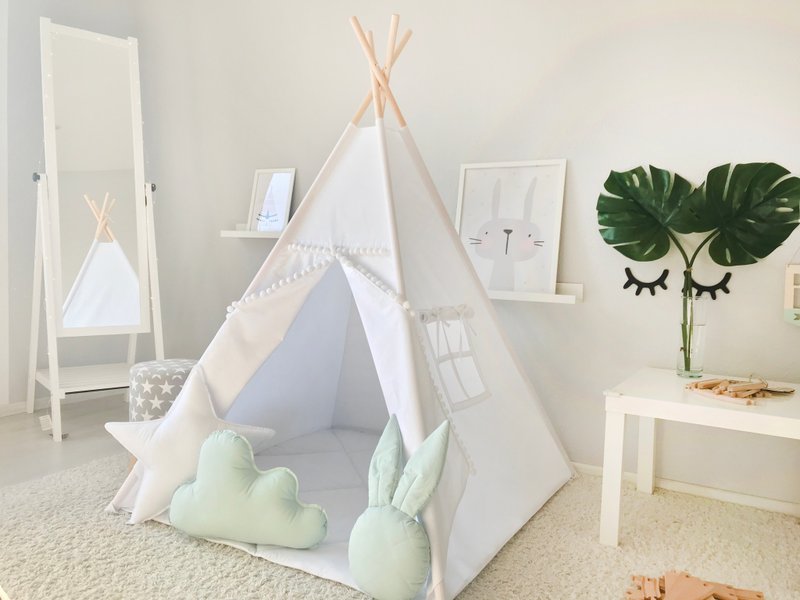 Teepee, kids teepee, tee pee tent, tee pee, tipi, play tent, childrens teepee - 儿童家具 - 棉．麻 白色
