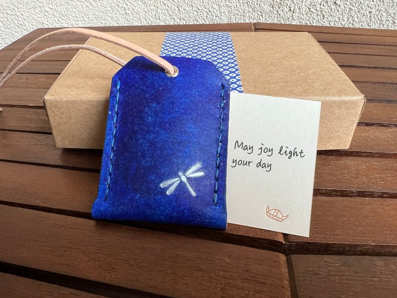 旅人御守/吊饰(夜幕蓝蜻蜓)-可免费定制专属英文名 - 吊饰 - 真皮 蓝色