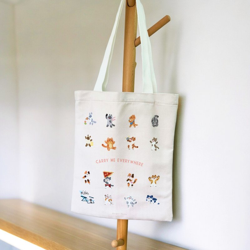 汪喵帆布袋/ tote bag 自家原创插画 - 侧背包/斜挎包 - 棉．麻 多色