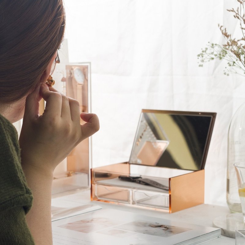 七夕情人节礼物  生日礼物 玫瑰金 月光宝盒 饰品收纳盒 首饰盒 - 收纳用品 - 压克力 金色