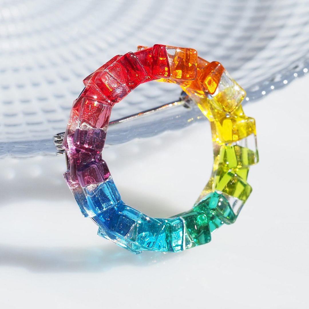 Glass Ring (Ring [Rainbow]) Brooch [Made-to-Order] - 胸针 - 玻璃 多色