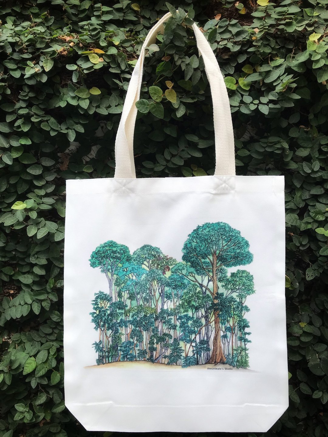Dry Evergreen Forest Bag - 手提包/手提袋 - 棉．麻 白色