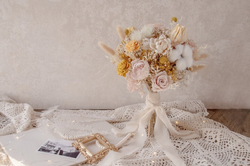 干燥花圆形捧花 婚礼捧花 - 干燥花/捧花 - 植物．花 