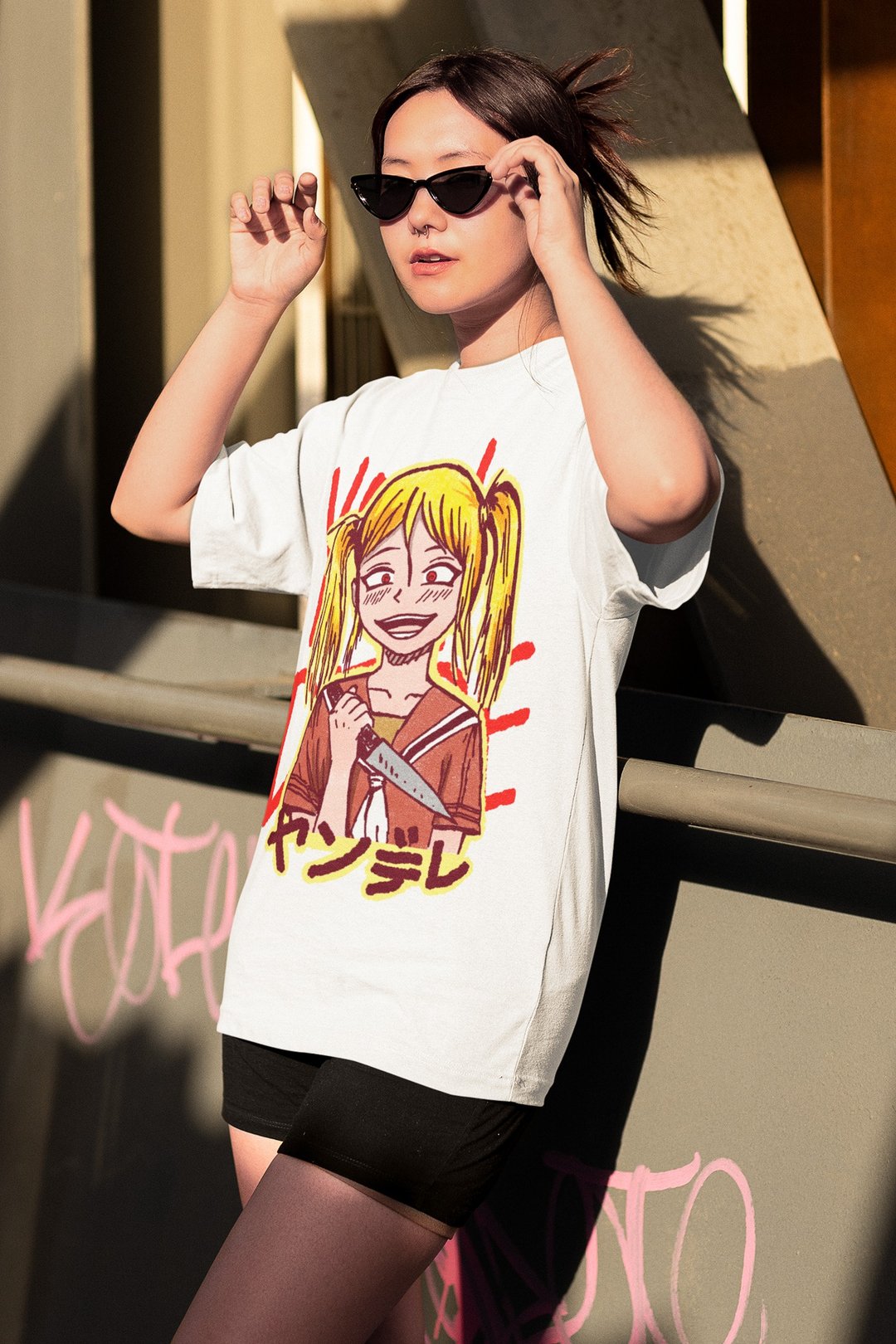 Yandere Anime Streetwear 100% Cotton Unisex T-Shirt - 男装衬衫 - 棉 多色